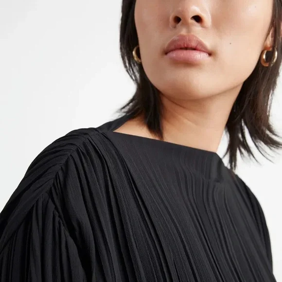 & Other Stories Black Pleated Blouse - Picture 1 of 4